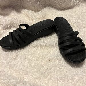 Crocs Black Slide Wedges Size 7